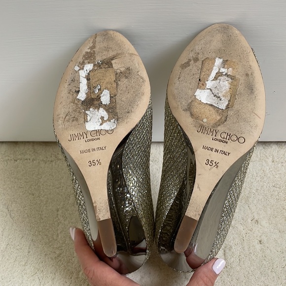 OPEN-TOE WEDGE PUMPS, JIMMY CHOO, 35 1/2 - Picture 5 of 8